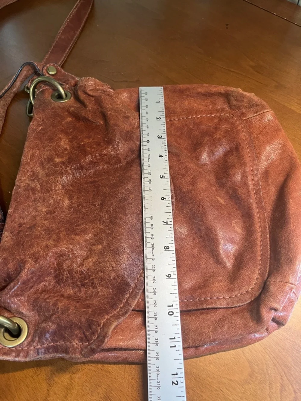 Fossil Distressed Leather Crossbody Bag in Rust Brown